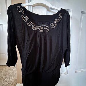 White House Black Market Black Blouse
